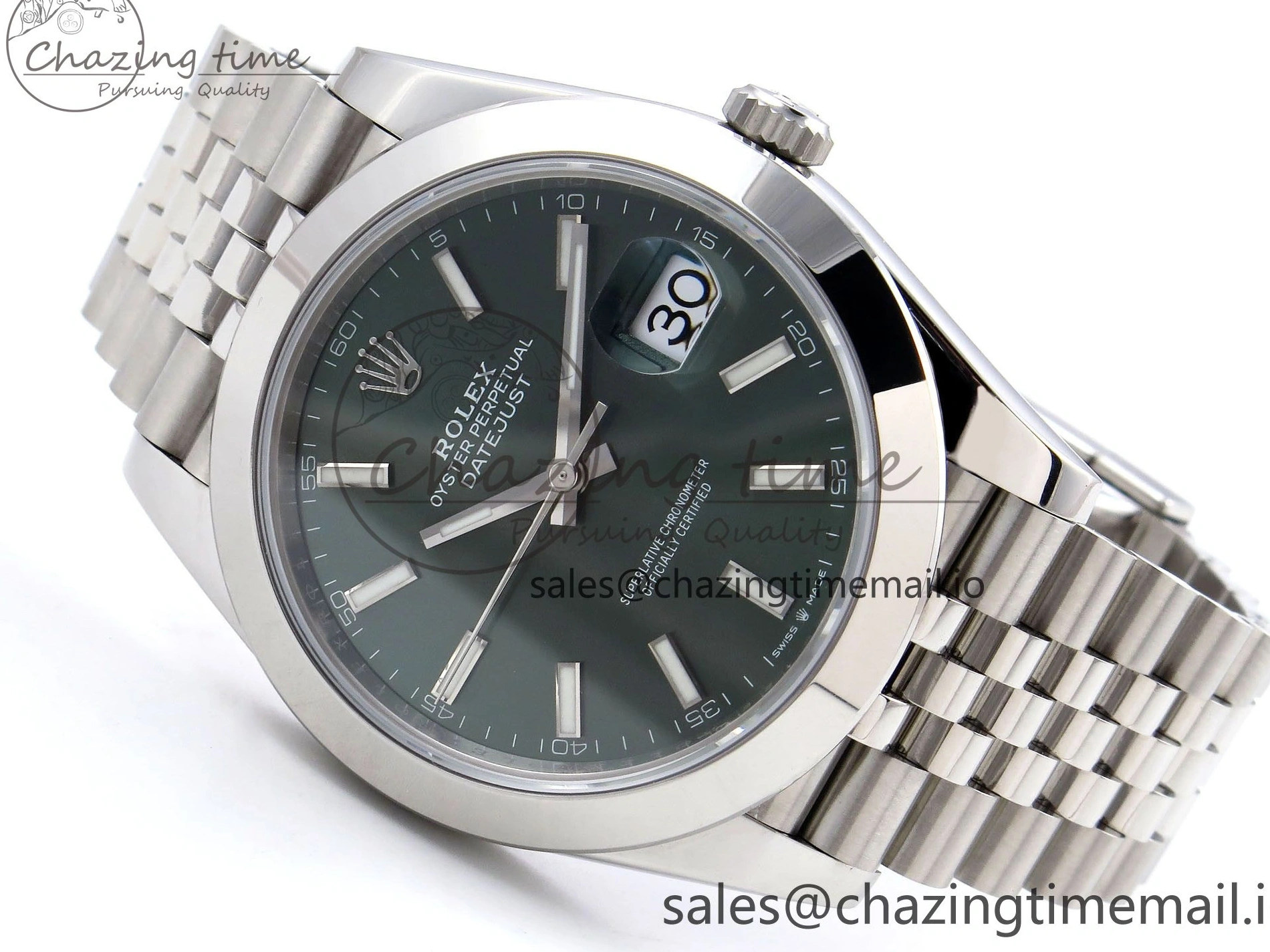 Best AAA Replica Sites 904L on VSF Dial DateJust FreshLook 1282 Edition 41 VS 126330 Green SS Jubilee Bracelet 1:1 Best 0115